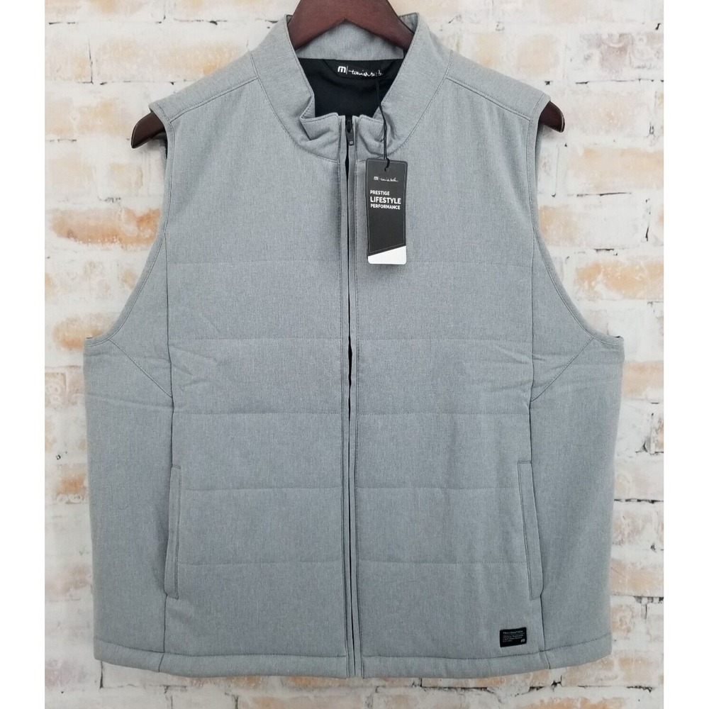 NWT Travis Mathew Women's W-Dash Heather Sleet Gray Full Zip Golf Vest Size XXL